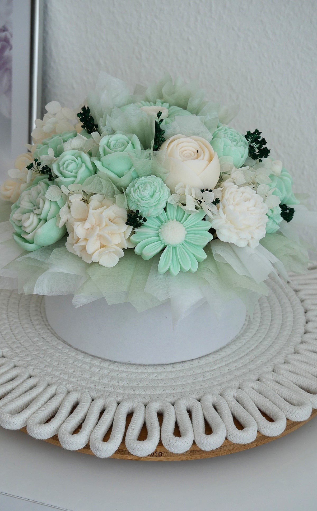 Blumenstrauß aus Wachs Pastell Mint