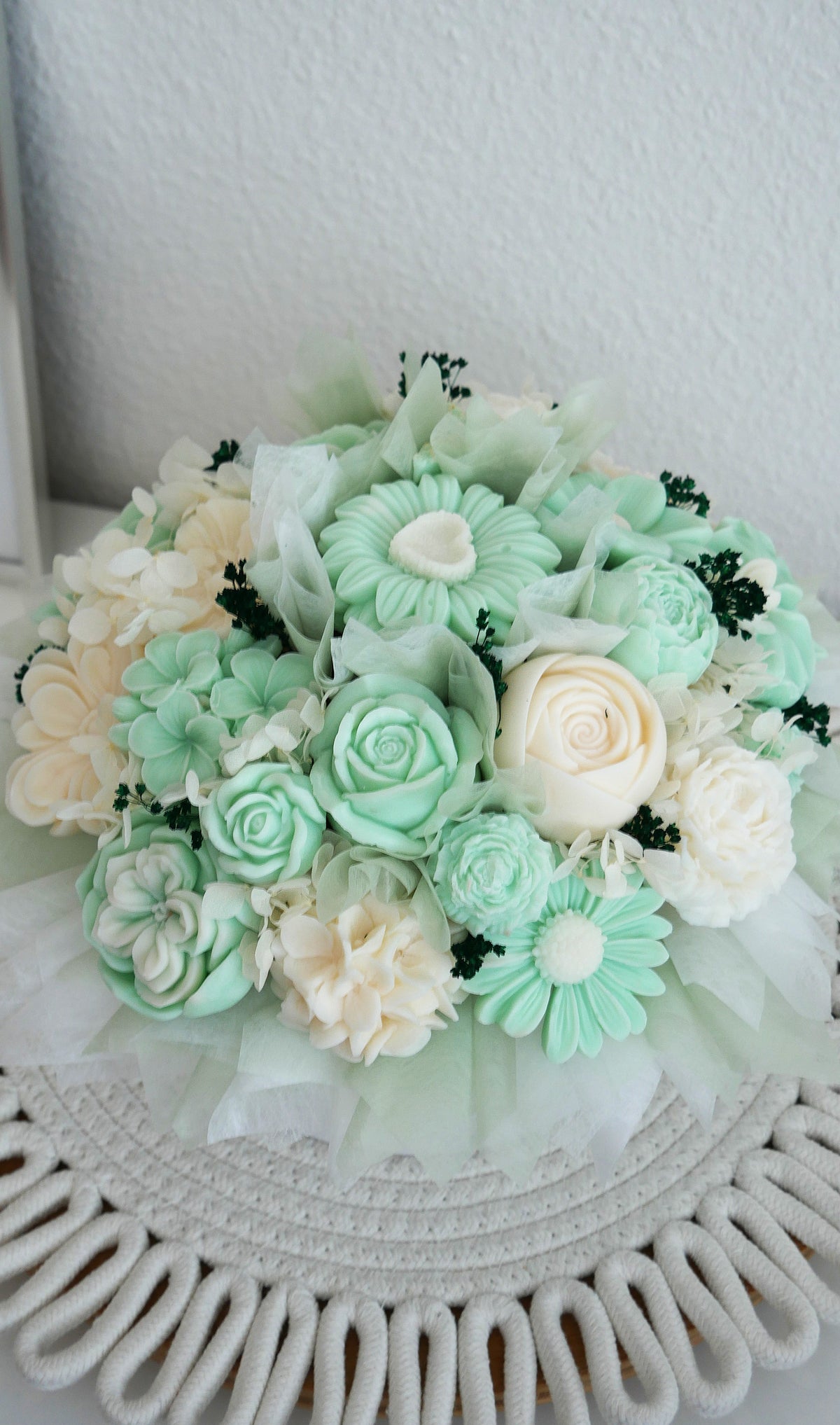 Blumenstrauß aus Wachs Pastell Mint